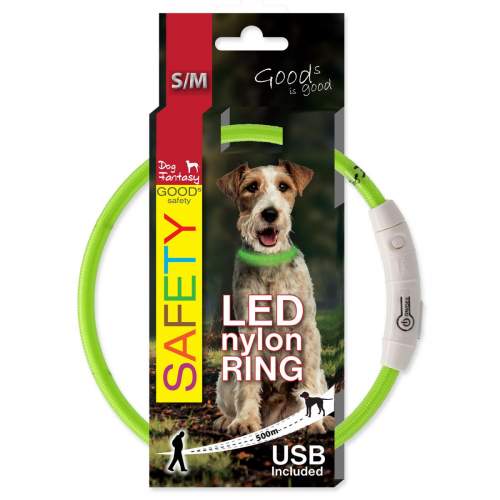 Dog Fantasy LED nylonový zelený 45 cm