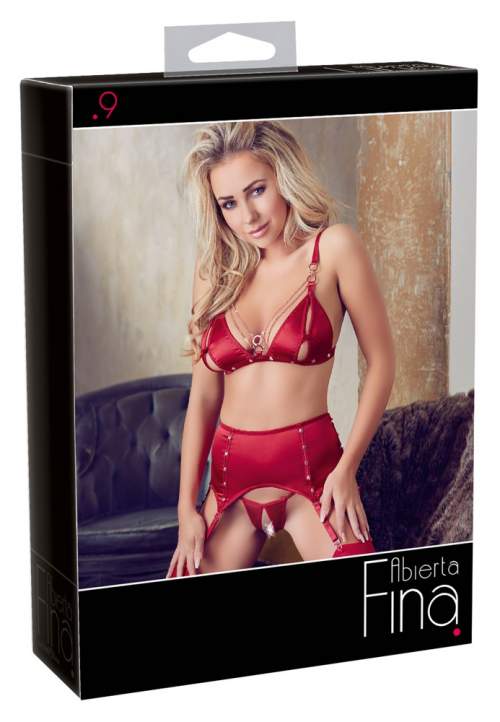 Abierta Fina - glitter chain lingerie set (red)
