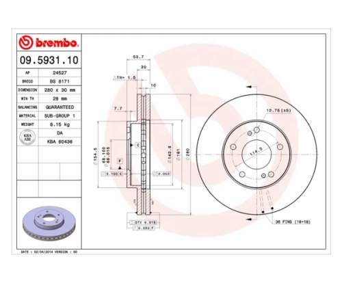 Brzdový kotouč BREMBO 09.5931.10