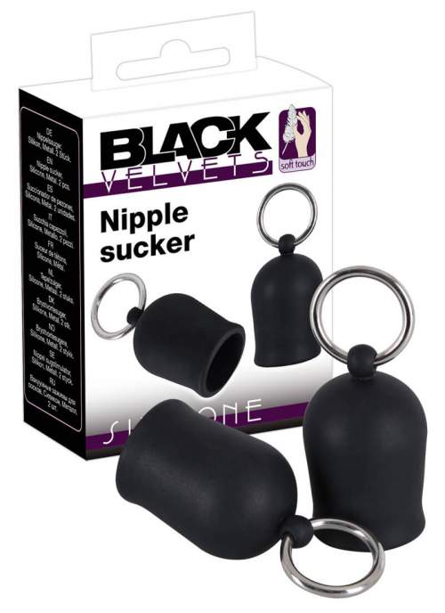 Black Velvet - přísavky na bradavky s kovovým kroužkem (černé)