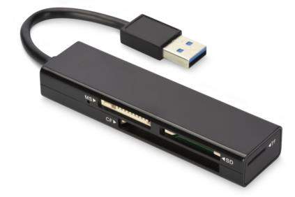 Externí čtečka paměťových karet ednet 85240, USB 3.2 Gen 1 (USB 3.0), černá