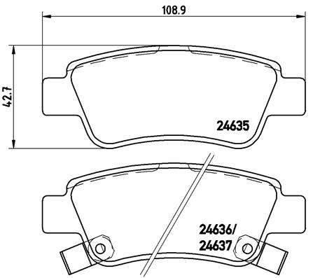 BREMBO P28046 Sada brzdových destiček, kotoučová brzda zadní