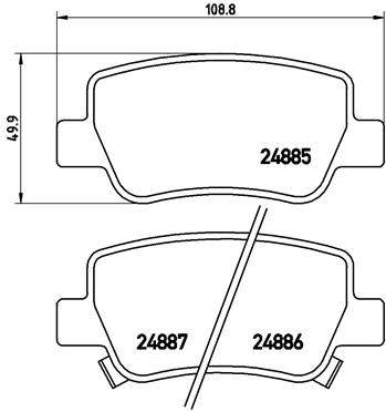 BREMBO Sada brzdových destiček, kotoučová brzda zadní P83112