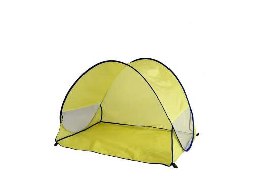 Teddies Stan plážový s UV filtrem 100x70x80cm samorozkládací polyester/kov obdélník žlutý v látkové tašce