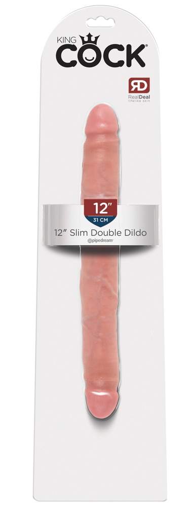 King Cock 12 Slim - lifelike double dildo (31cm) - natural