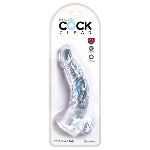 King Cock Clear 7,5 - sucker dildo (19cm)