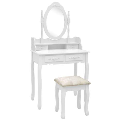 Toaletní stolek se stoličkou bílý 75 x 69 x 140 cm pavlovnia