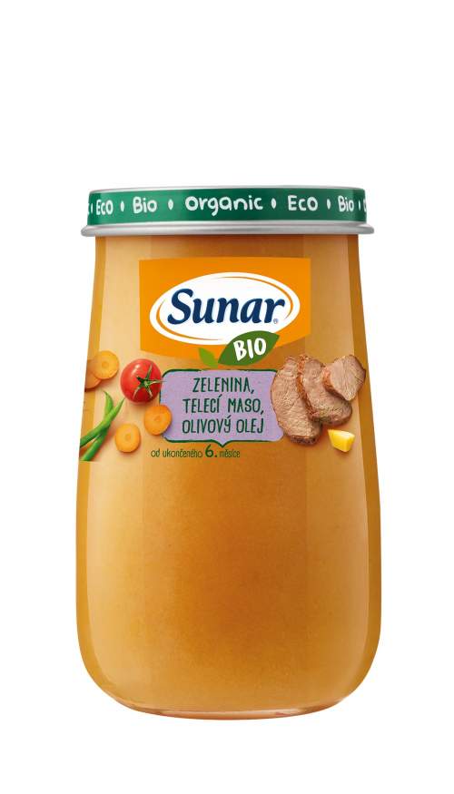 Sunar BIO příkrm zelenina, telecí maso, olivový olej 6x 190g
