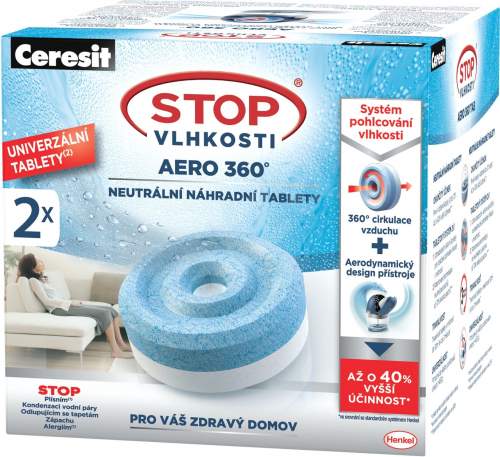 CERESIT Stop vlhkosti Aero 360 náhradní tablety 2x450g svěžest vodopádů