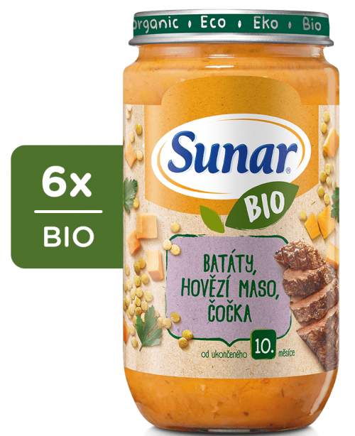 SUNAR BIO příkrm Batáty, hovězí maso, čočka 6× 235 g