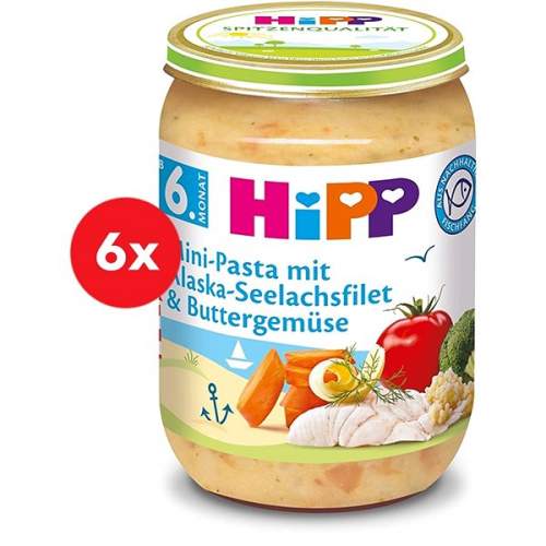 HiPP Těstoviny s aljašskou treskou v máslové zelenině