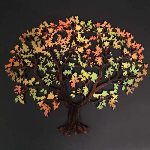 AMADEA Dřevěný strom v podzimních barvách, 34,5x29 cm