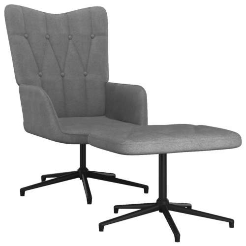 Relaxační křeslo se stoličkou tmavě šedé textil, 327579