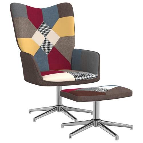 Relaxační křeslo se stoličkou patchwork textil , 328190