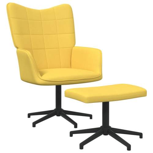 Relaxační křeslo se stoličkou hořčicově žluté textil, 327981
