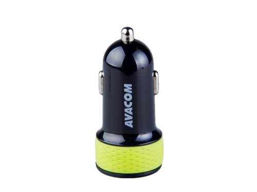 AVACOM nabíječka do auta se dvěma USB výstupy 5V/1A - 3,1A, černo-zelená barva - NACL-2XKG-31A