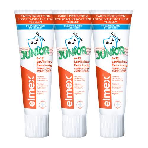 Elmex Dětská zubní pasta Junior Trio 3 x 75 ml