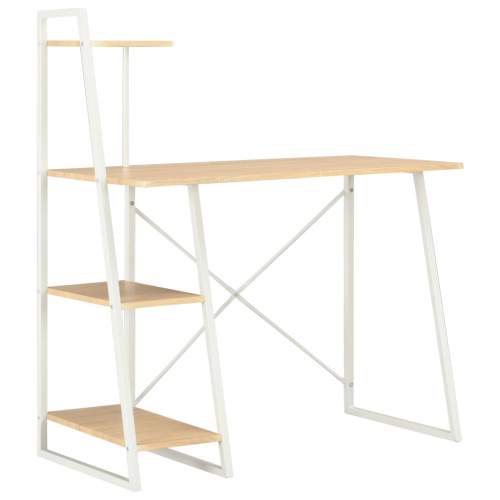 VIDA Psací stůl s poličkami bílý a dubový odstín 102 x 50 x 117 cm