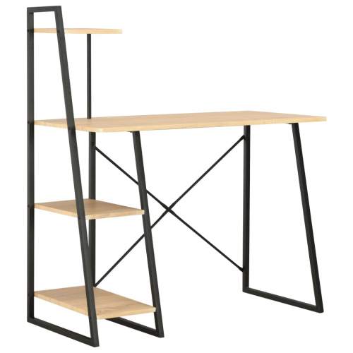 VIDA Psací stůl s poličkami černý a dubový odstín 102 x 50 x 117 cm