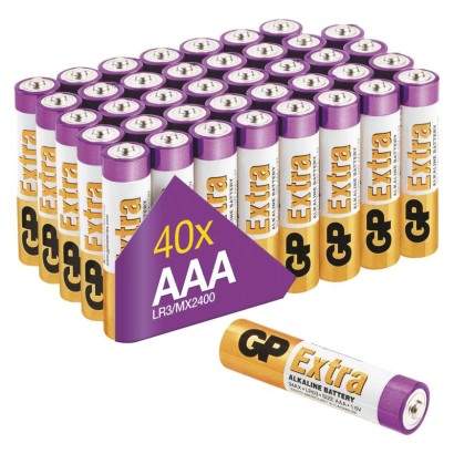 Alkalická baterie GP Extra AAA (LR03), 40 ks
