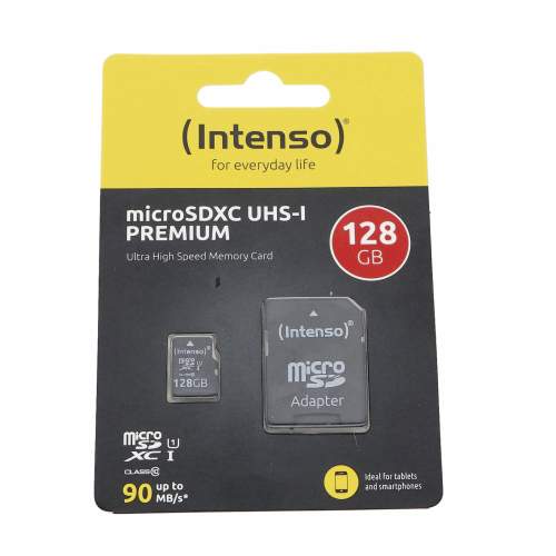 Paměťová karta Intenso 128GB micro SDHC Premium, class 10, UHS-I + adaptér