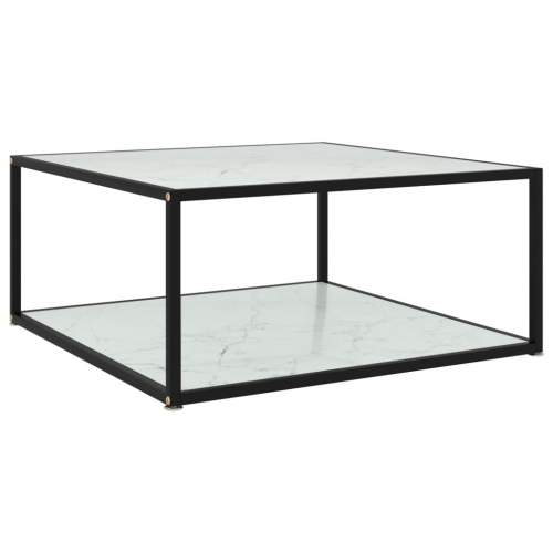 Konferenční stolek bílý 80 x 80 x 35 cm tvrzené sklo