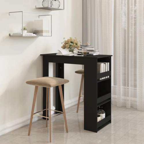 Emaga Barový stůl s úložným regálem černý 102x50x103,5 cm dřevotříska
