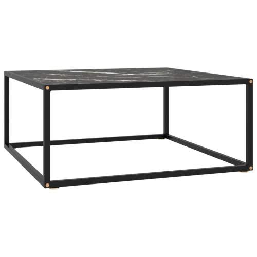 Emaga Konferenční stolek černý s černým mramorovým sklem 80x80x35 cm
