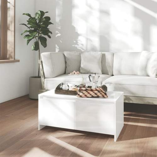 Emaga Konferenční stolek bílý vysoký lesk 90x50x41,5 cm dřevotříska