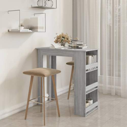 Emaga Barový stůl s úložným regálem šedý sonoma 102 x 50 x 103,5 cm