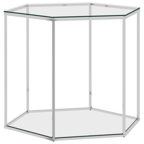 Konferenční stolek stříbrný 60x53x50 cm nerezová ocel a sklo
