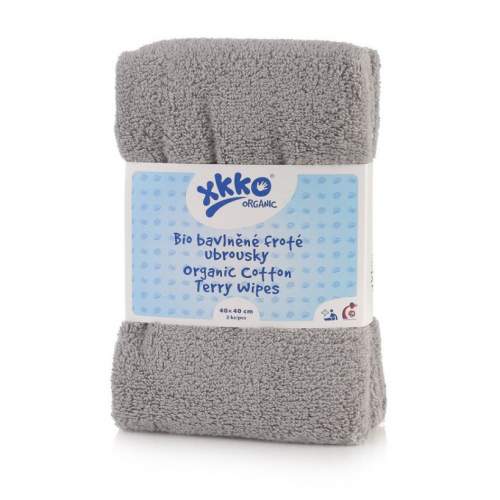 Kikko BIO bavlněné froté ubrousky XKKO Organic 40x40 cm 2 ks Grey