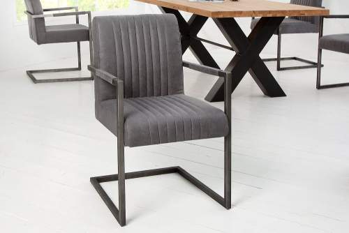 Invicta Noble Home Konferenční židle Asteg s loketními opěrkami, kov, šedá