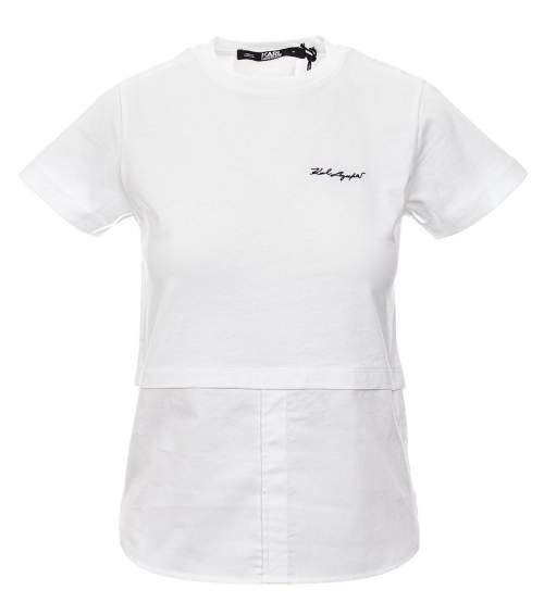 Karl Lagerfeld dámské tričko Fabric Mix bílé Velikost: XS