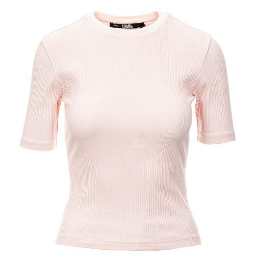 Karl Lagerfeld dámské tričko Athleisure Solid Rib růžové Velikost: XL