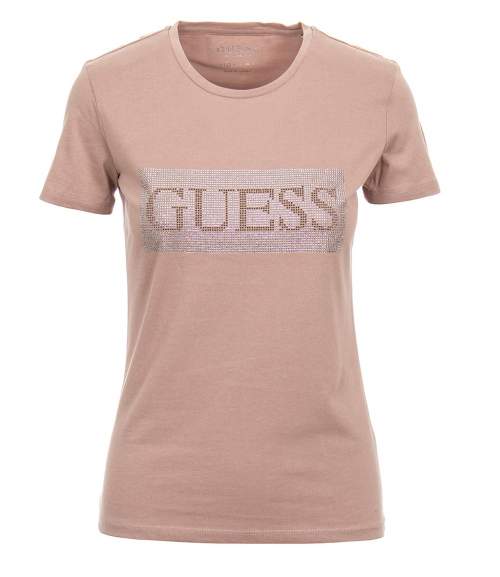 Guess dámské pudrově růžové tričko s kamínky Velikost: S