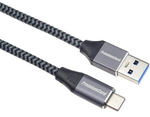 PremiumCord kabel USB-A - USB-C, USB 3.2 gen. 1, 3A, 5Gbit/s, opletený, 3m ku31cs3
