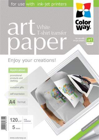 ColorWay ART T-shirt nažehlovací papír světlý 120g/m2 A4 5ks PTW120005A4
