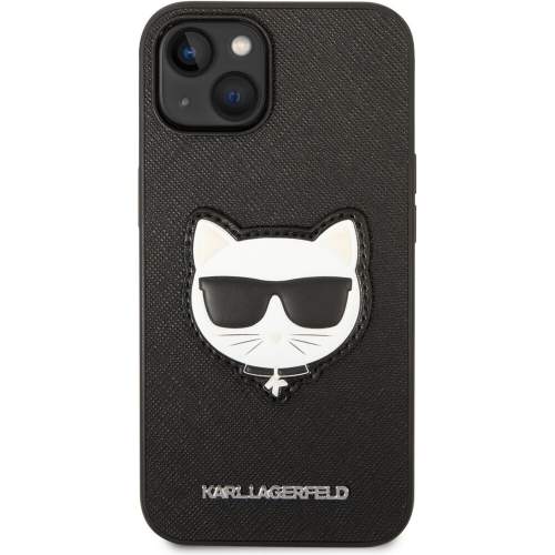 Karl Lagerfeld PU Saffiano Choupette Head Zadní Kryt pro iPhone 14 Plus Black