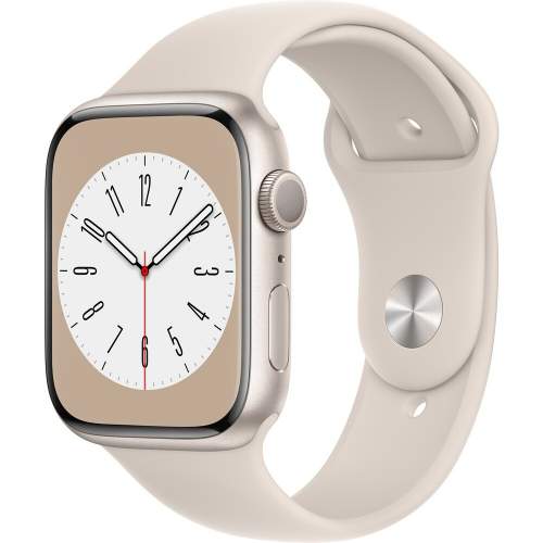 Apple Watch Series 8 Cellular 45mm bílý hliník s hvězdně bílým sportovním řemínkem