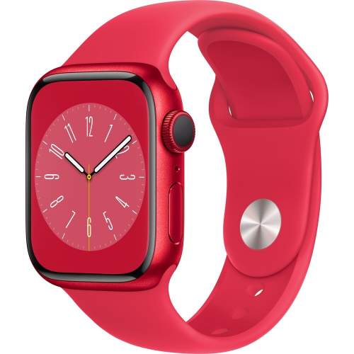 Apple Watch Series 8 41mm Červený hliník s červeným sportovním řemínkem MNP73CS/A