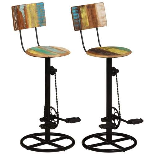 Emaga Barové stoličky 2 ks masivní recyklované dřevo