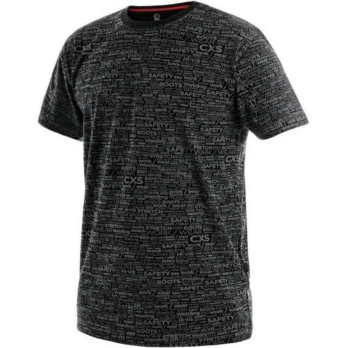 Tričko CXS DARREN, krátký rukáv, potisk CXS logo, černé, vel. XXL