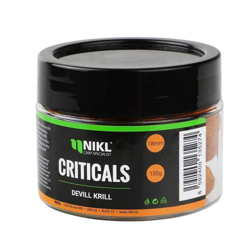 Nikl boilie criticals devill krill 150 g - 18 mm