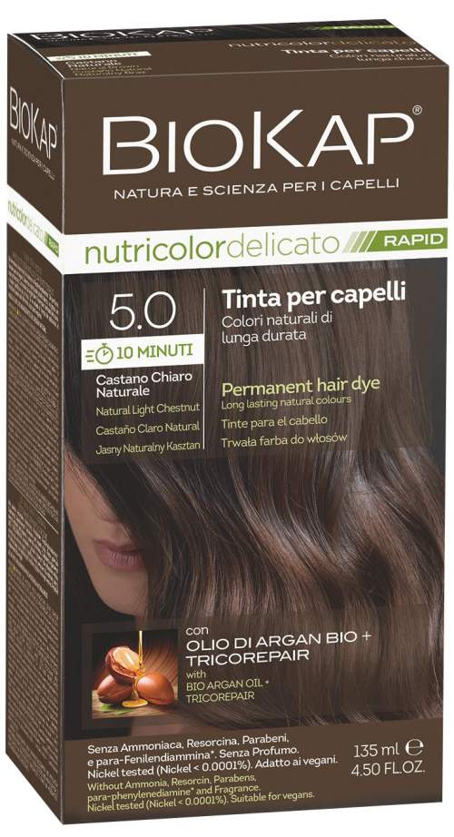 BIOKAP Delicato Rapid Barva na vlasy - 5.0 Kaštanová světlá přírodní 135 ml