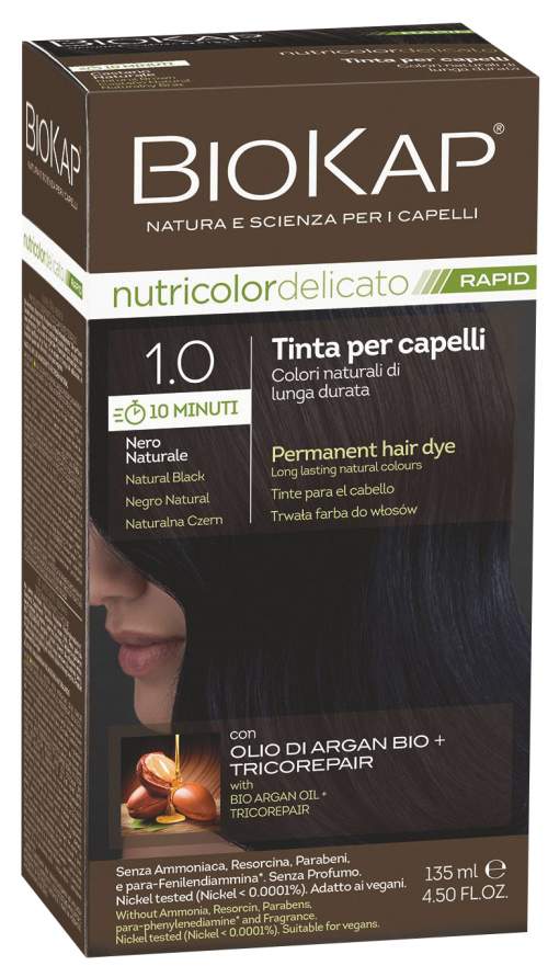 BIOKAP Delicato Rapid Barva na vlasy - 1.0 Přírodní černá 135 ml