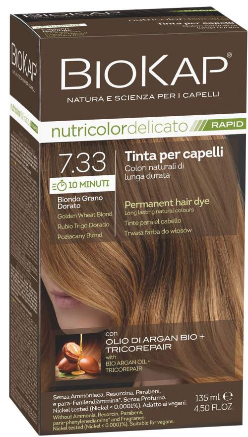 BIOKAP Delicato Rapid Barva na vlasy - 7.33 Blond zlatá pšenice 135 ml