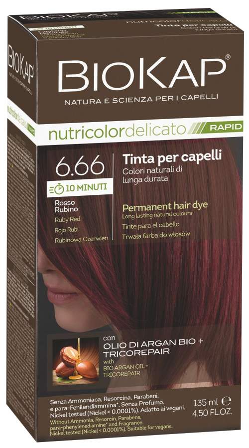 BIOKAP RAPID Barva na vlasy 6.66 Rubínově červená 135 ml