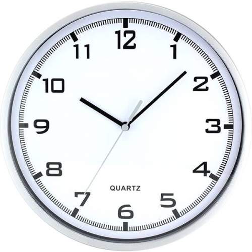 MPM Stříbrné kulaté nástěnné hodiny E01.2478