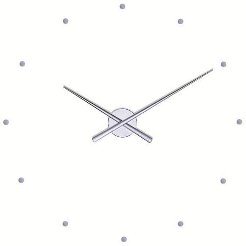 NOMON  Designové nástěnné hodiny OJ stříbrné 50cm